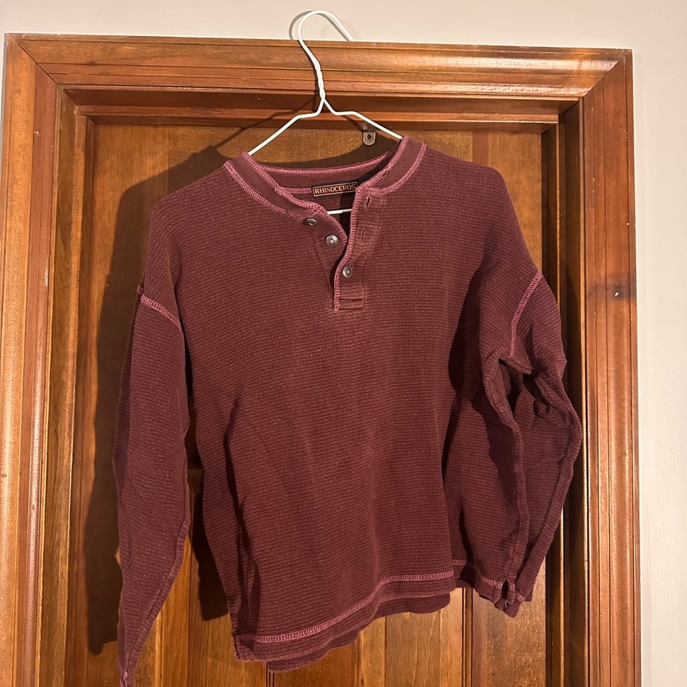 100% cotton Long Sleeve Henley Shirt